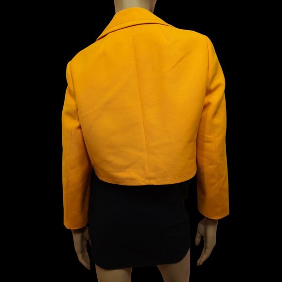 Vintage 60s Pierre Cardin Suit Jacket M Mod Daisy Buttons Yellow Wool Gabardine - Picture 11 of 12